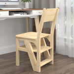 ZUN Solid Wood Step Folding Chair,Multifunction Wood Folding Stool for Home Kitchen Library W760P145362
