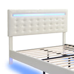ZUN Full Size Floating Bed Frame with LED Lights and USB Charging,Modern Upholstered Platform LED Bed WF309336AAK