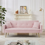 ZUN PINK Velvet Convertible Folding Futon Sofa Bed , Sleeper Sofa Couch for Compact Living Space W58868315