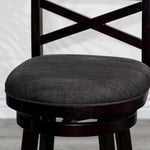 ZUN 24" Counter Height X-Back Swivel Stool, Espresso Finish, Charcoal Fabric Seat B04660714