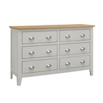 ZUN Country Gray Solid 6 Drawers Dresser with Oak Top WF294583AAG