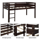 ZUN Twin Wood Loft Bed Low Loft Beds with Ladder,Twin,Espresso WF286816AAP