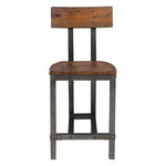 ZUN Rustic Brown and Gunmetal Finish Wooden Counter Height Chairs 2pc Set Industrial Design Dining B01163350