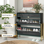 ZUN U-Can Shoe Cabinet with 2 Flip Drawers & 1 Slide Drawer, Modern Free Standing Shoe Rack for Heels, WF306490AAB