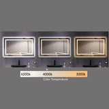 ZUN Square Touch LED Bathroom Mirror, Tricolor Dimming Lights40*24" 11733242