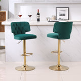 ZUN Modern Barstools Bar Height, Swivel Velvet Bar Counter Height Bar Chairs Adjustable Tufted W1361113191