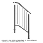 ZUN Matte Black Outdoor 2-Step Iron Handrail 24837535