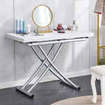 ZUN Modern minimalist multifunctional lift table with 0.8 inch MDF desktop and silver metal legs, can be W1151126194