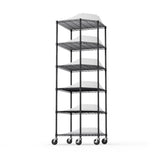 ZUN 6 Tier Shelf Corner Wire Shelf Rack Pentagonal Shelves with Wheels Adjustable Metal Heavy Duty Free W155083053