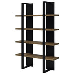 ZUN Mystrene Black and Walnut 4-Shelf Bookcase B062P153769