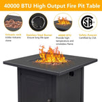 ZUN 28-inch Fire Table 40000 BTU Gas Firepit with Volcanic Stone Black 82074272