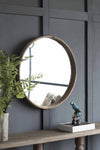 ZUN 28" Round Wood Mirror, Wall Mounted Mirror Home Decor for Bathroom Living Room W2078124099