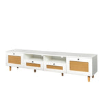 ZUN Farmhouse TV Stand Modern Wood Media Entertainment Center Console Table with 2 Doors and 2 Open W33165393