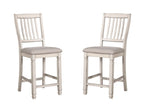 ZUN Dining Room Furniture Set of 2pcs Counter Height Chairs Antique White Solid wood Slats Back Light B011P144695