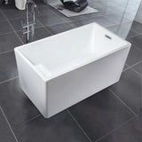 ZUN Freestanding Acrylic Flatbottom Soaking Tub Bathtub in White W153367530