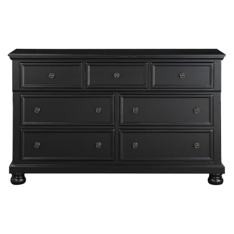 ZUN Transitional Black Dresser of 7 Drawers Jewelry Tray Traditional Design Bedroom Wooden Furniture B011P143959