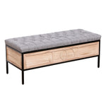 ZUN 48'' Storage Bench Linen Upholstered End of Bed Storage Benches with Button Tufted Wooden JOY W1757122150