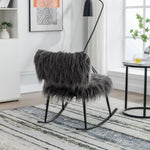 ZUN 25.2'' Wide Faux Fur Plush Nursery Rocking Chair, Baby Nursing Chair with Metal Rocker, Fluffy W1852107367