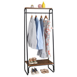 ZUN Clothes Rack with Wood Shelf, Freestanding Rack,Garment Rack, Standing Metal Sturdy 16763240
