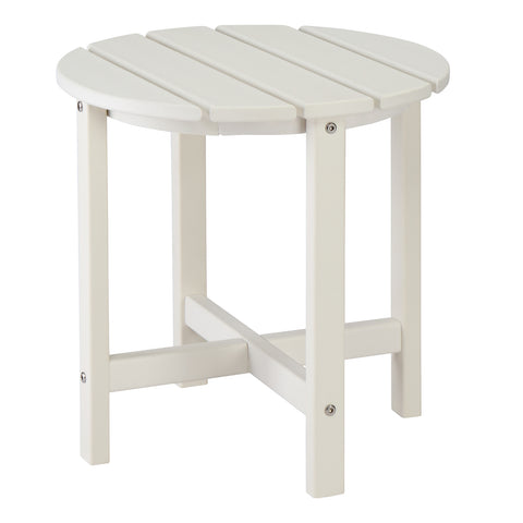 ZUN 46*46*46cm Single Layer Round HDPE Side Table White 64319396