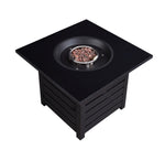 ZUN 32 in. x 24 in. 40000 BTU Square Black Metal Propane Gas Fire Pit Table with Gray Table Top W2053121955