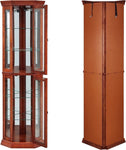 ZUN Corner Curio Cabinet with Lights, Adjustable Tempered Glass Shelves, Mirrored Back, Display W1693111239