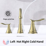 ZUN 2-Handle 8 inch Widespread Bathroom Sink Faucet Brushed Gold Lavatory Faucet 3 Hole 360&deg; Swivel 46793622
