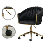 ZUN Modern home office leisure chair with adjustable velvet height and adjustable casters W1521134897