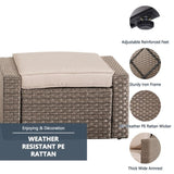 ZUN Wholesale Rattan Wicker Brown Footstools And Ottomans Small Patio Furniture Set With Coffee Table W1828P149758