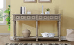 ZUN Retro Console Table Entryway Table 58" Long Sofa Table with 2 Drawers in Same Size and Bottom Shelf W120263241