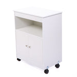 ZUN Wood Kitchen Microwave Cabinet Cart with 4 Universal Wheels and Roomy Inner Space for Home Use, W104162894