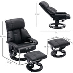 ZUN Recliner with Ottoman Footrest, Recliner Chair with Vibration Massage, Faux Leather and Swivel Wood W1733102610