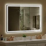 ZUN 60×40 inch LED-Lit bathroom mirror, wall mounted anti-fog memory Large Adjustable Brightness front W1820120237