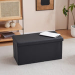 ZUN FCH 76*38*38cm Glossy PVC MDF Foldable Storage Footstool Black 83026171