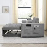 ZUN Modern 55.5" Pull Out Sleep Sofa Bed 2 Seater Loveseats Sofa Couch with side pockets, Adjsutable W119368697