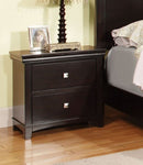 ZUN Transitional 1pc Nightstand Espresso Solid wood Nickel Square Knob Bedside Table 2- Drawers Bedroom B011P155861