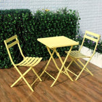 ZUN 3 Piece Patio Bistro Set of Foldable Square Table and Chairs, Yellow W1586P143173