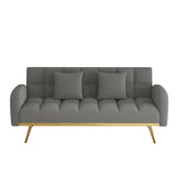 ZUN 69-inch grey sofa bed with adjustable sofa teddy fleece 2 throw pillows W1658125688
