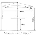 ZUN 10ft Patio Umbrella with Solar Lights - 30 LED Rectangular Tilt Umbrella Aluminum Pole W1828107518