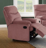 ZUN Luxurious Velvet Blush Pink Color 1pc Motion Recliner Chair Couch Manual Motion Plush Armrest Living B011P163890