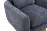 ZUN Classic Mid-Century 360-degree Swivel Accent Chair, Dusty Blue Linen W1361104587