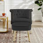 ZUN black armchair with ottoman W58864883