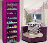ZUN Fashionable Room-saving 9 Lattices Non-woven Fabric Shoe Rack Rose Red 43050427