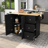 ZUN Rolling Mobile Kitchen Island with Solid Wood Top Locking Wheels,52.7 Inch Width,Storage Cabinet WF287035AAB