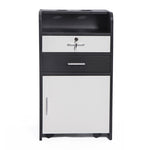 ZUN Salon Styling Station with 2 Drawers, 2 Hair Dryer Holders and 1 Cabinet, Black+White W2181P155876