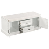 ZUN TREXM Storage Bench with 2 Drawers and 2 Cabinets, Shoe Bench with Removable Cushion for Living WF288172AAK