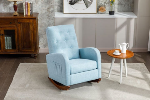 ZUN High Back Rocking Chair Nursery Chair .Comfortable Rocker Fabric Padded Seat .Modern High Back W153982359