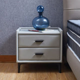 ZUN Nightstand, Modern Nightstand with 2 Drawers, Night Stand with PU Leather and Hardware Legs, End W1168114615
