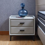 ZUN Nightstand, Modern Nightstand with 2 Drawers, Night Stand with PU Leather and Hardware Legs, End W1168114614