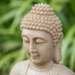ZUN 22 inches Sandstone Water Fountain Buddha Design Water Feature for Lawn & Garden Outdoor Indoor W2078137326